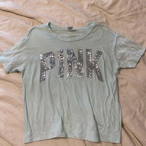 Glitter and aqua PINK top